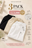 Title:
Everyday Essential Cotton Trousers — Pack of 3 (Save Rs. 971!)