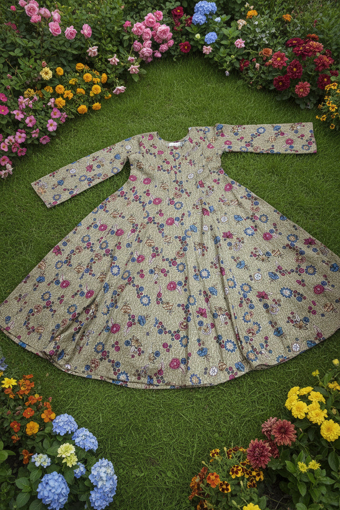 “Noor-e-Bahar Floral Flare Dress
